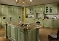 Кухни из дерева массив с патиной под золото