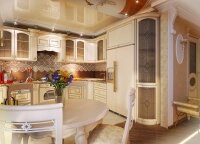 Кухни из дерева массив белая с патиной под золото 002