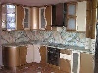Кухня МДФ в ПВХ пленке с фигурными фасадами