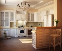 Кухни из дерева массив белая с патиной под золото