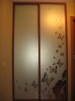 Шкаф купе с пескоструйным рисунком встроенный